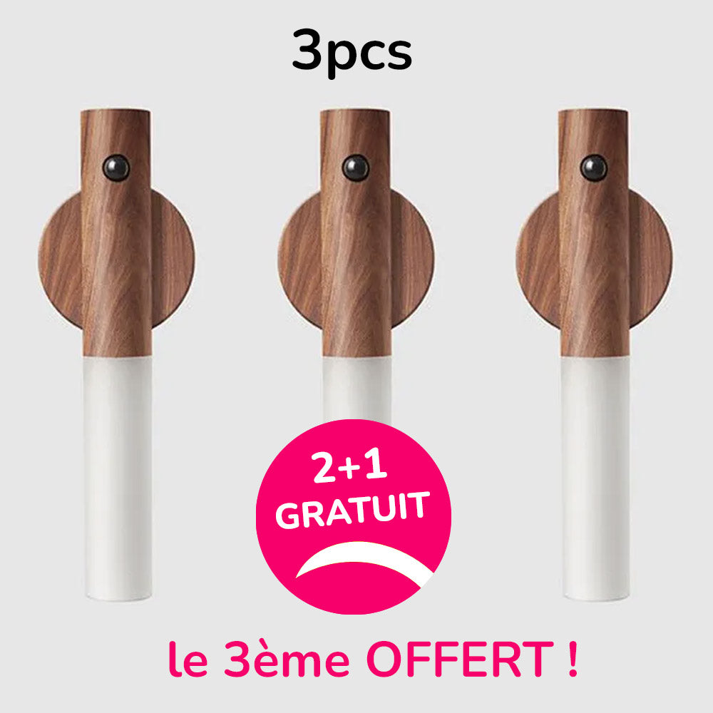 Applique murale et/ou veilleuse portative LED en Bois MoodLoom™ avec Détecteur de Mouvement