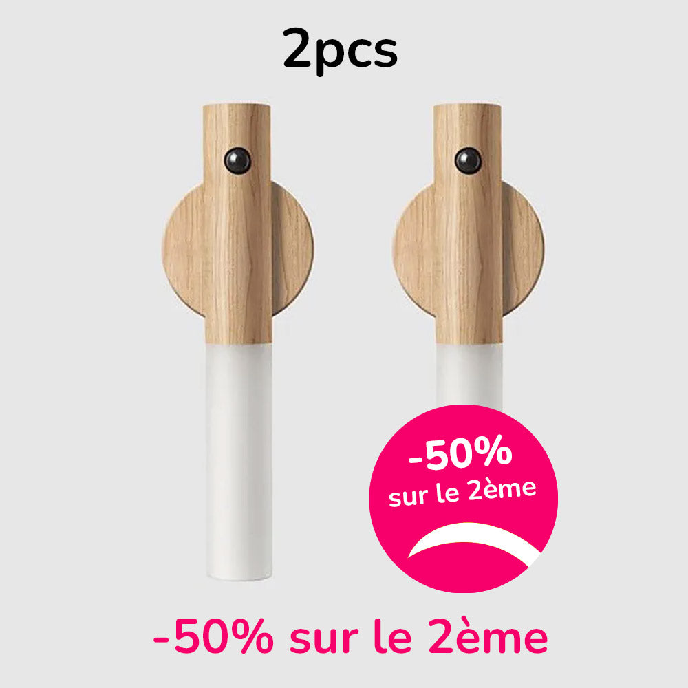 Applique murale et/ou veilleuse portative LED en Bois MoodLoom™ avec Détecteur de Mouvement
