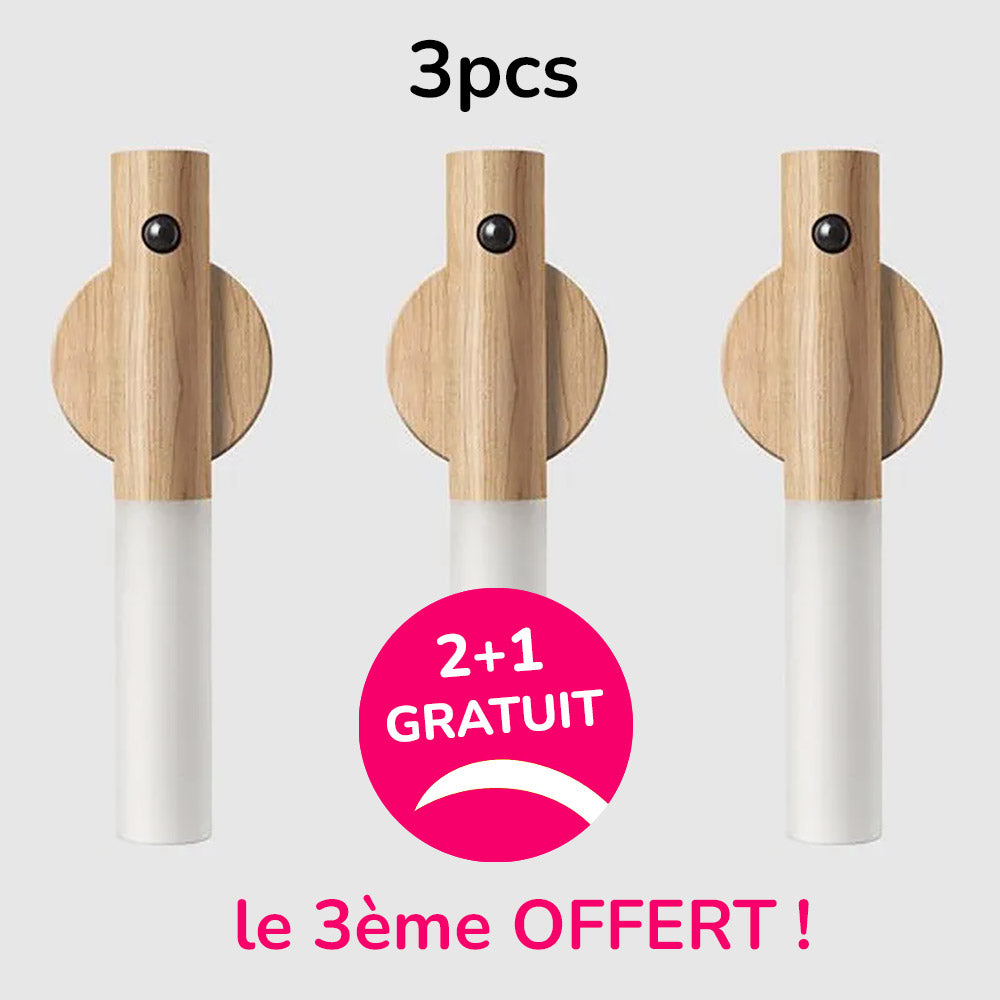 Applique murale et/ou veilleuse portative LED en Bois MoodLoom™ avec Détecteur de Mouvement