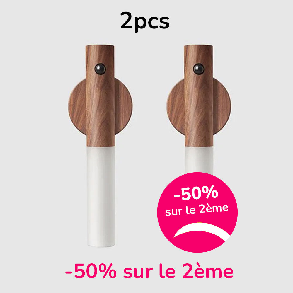 Applique murale et/ou veilleuse portative LED en Bois MoodLoom™ avec Détecteur de Mouvement